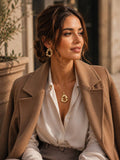 Conjunto: colar + brincos em aço inoxidável
